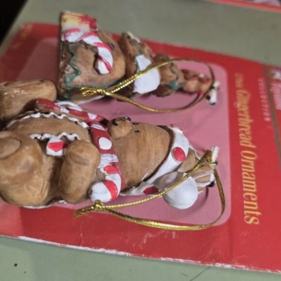 Vtg Nos 2 Pack Gingerbread Ornaments Tree And Bear Toyland Collection - Picture 2 of 3